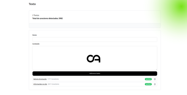 Interface de treinamento de arquivos da IA