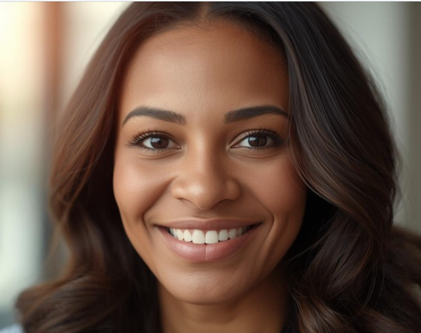 Foto de perfil de mulher satisfeita